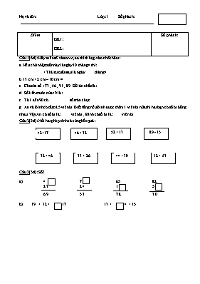 Đề thi chọn học sinh giỏi môn Toán Lớp 1